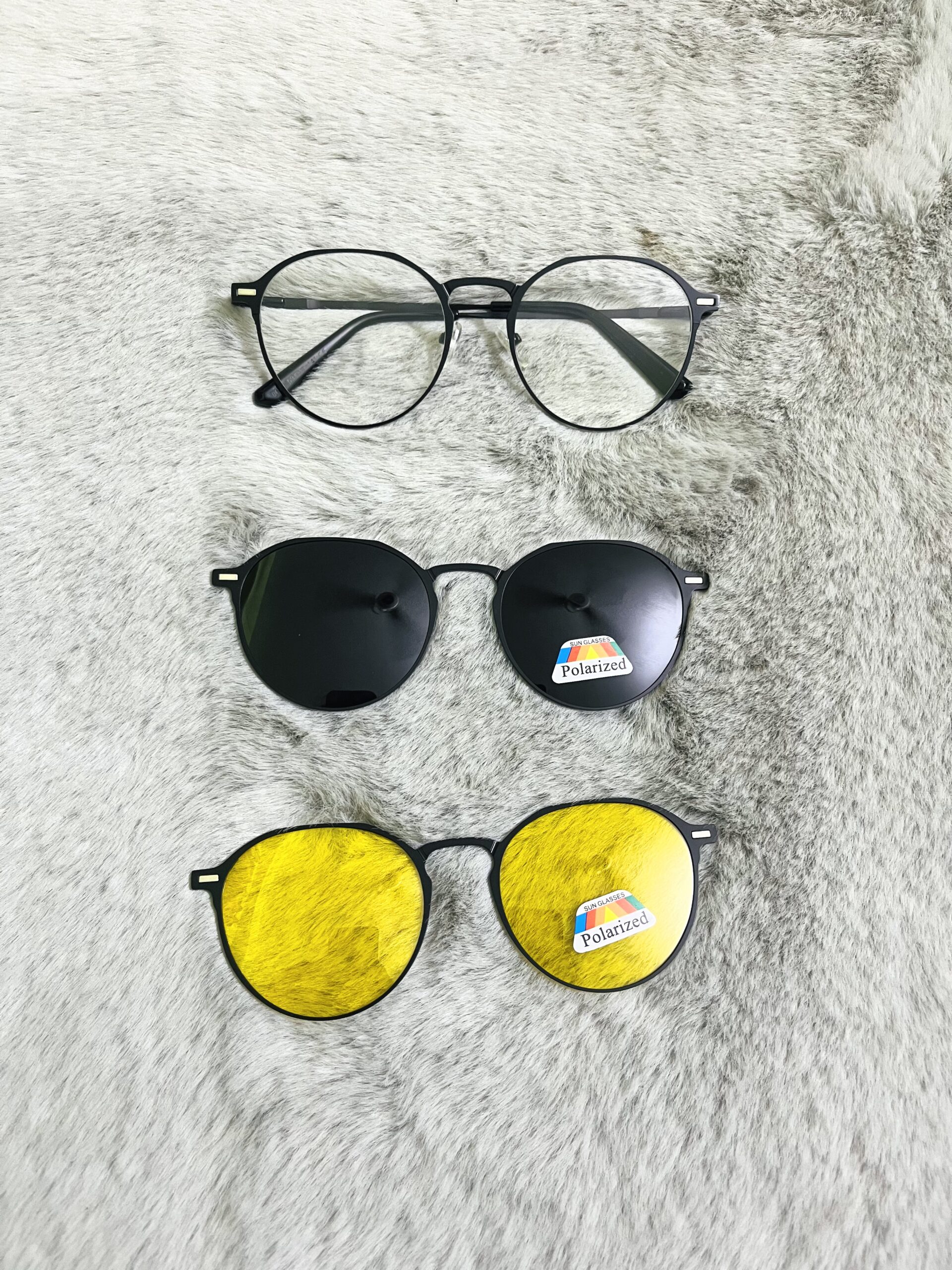 3 in One Clip on Sunglass: কালো ও হলুদ পোলারাইজড ক্লিপ